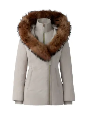 Mackage Down Coat with Natural Fur Collar in Trench/Gold