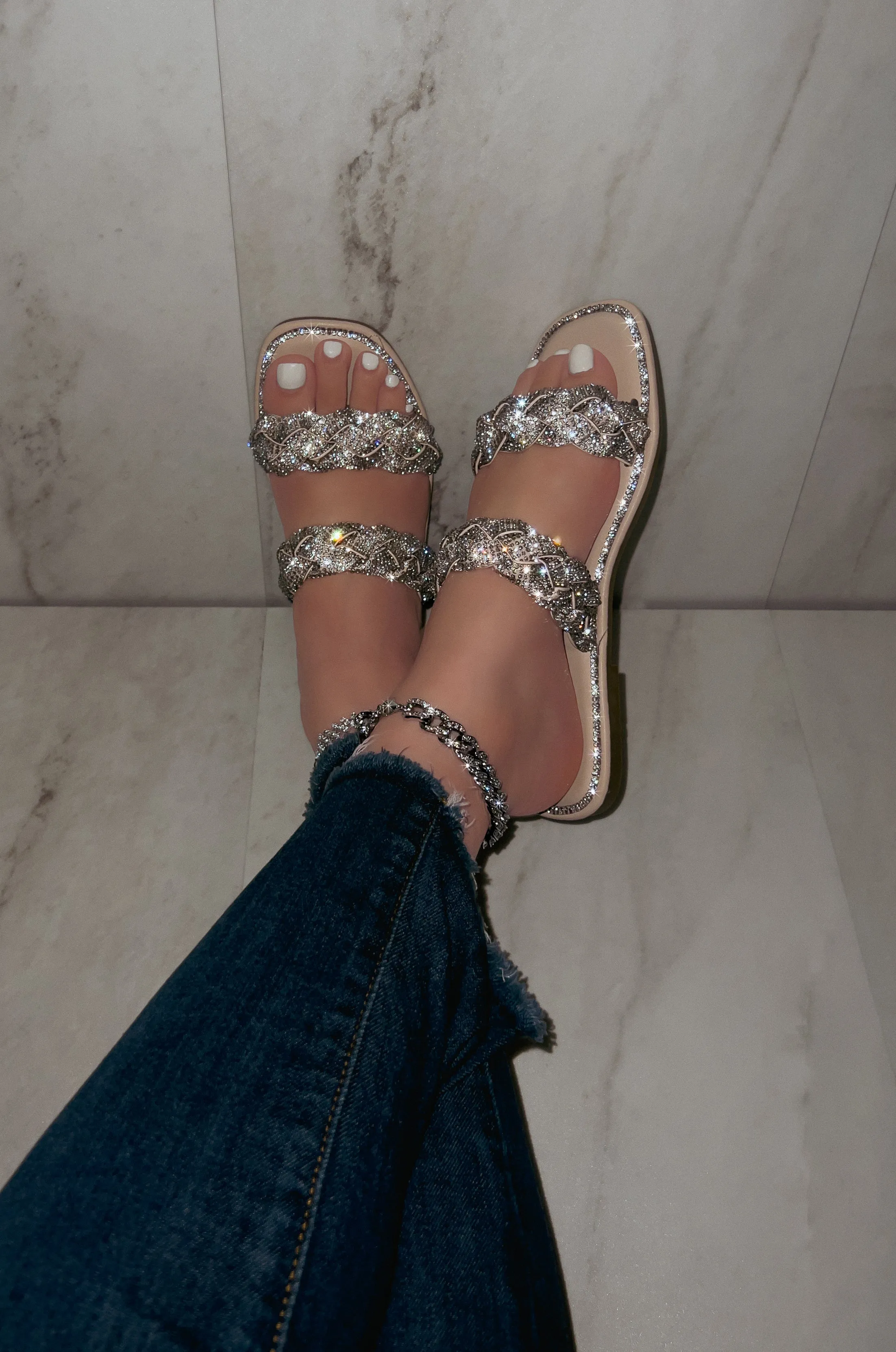 Maddy - Double Embellished Braided Strap Sandals, Easy Slip-On Design, Chic Summer Footwear, Lightweight & Comfortable, Perfect for Casual Outings
