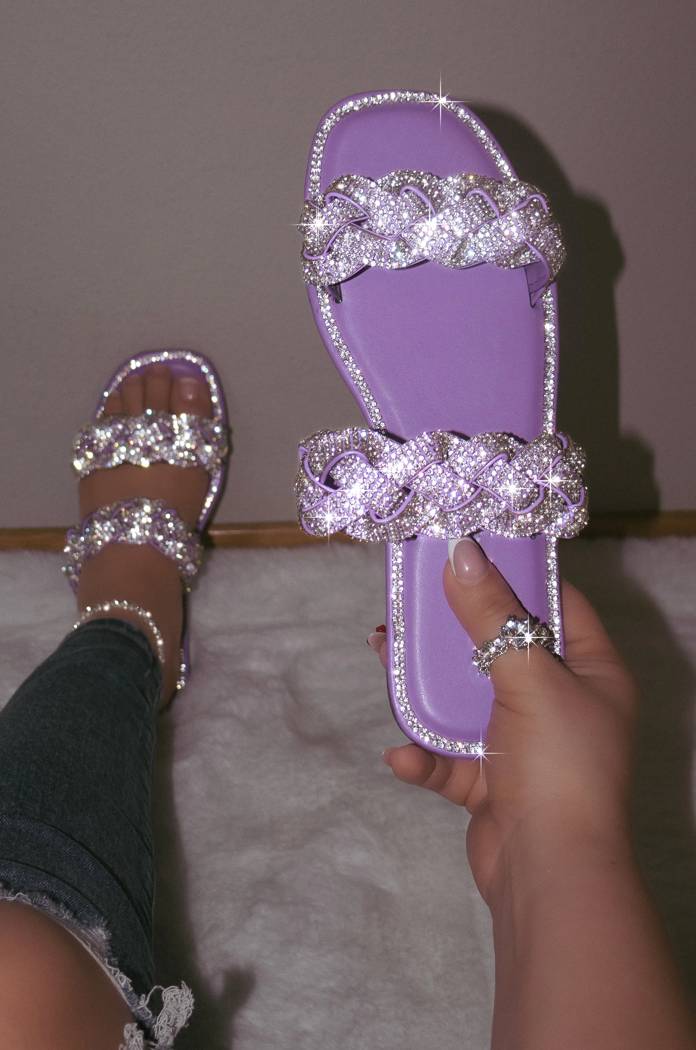 Maddy - Double Embellished Braided Strap Sandals, Easy Slip-On Design, Chic Summer Footwear, Lightweight & Comfortable, Perfect for Casual Outings
