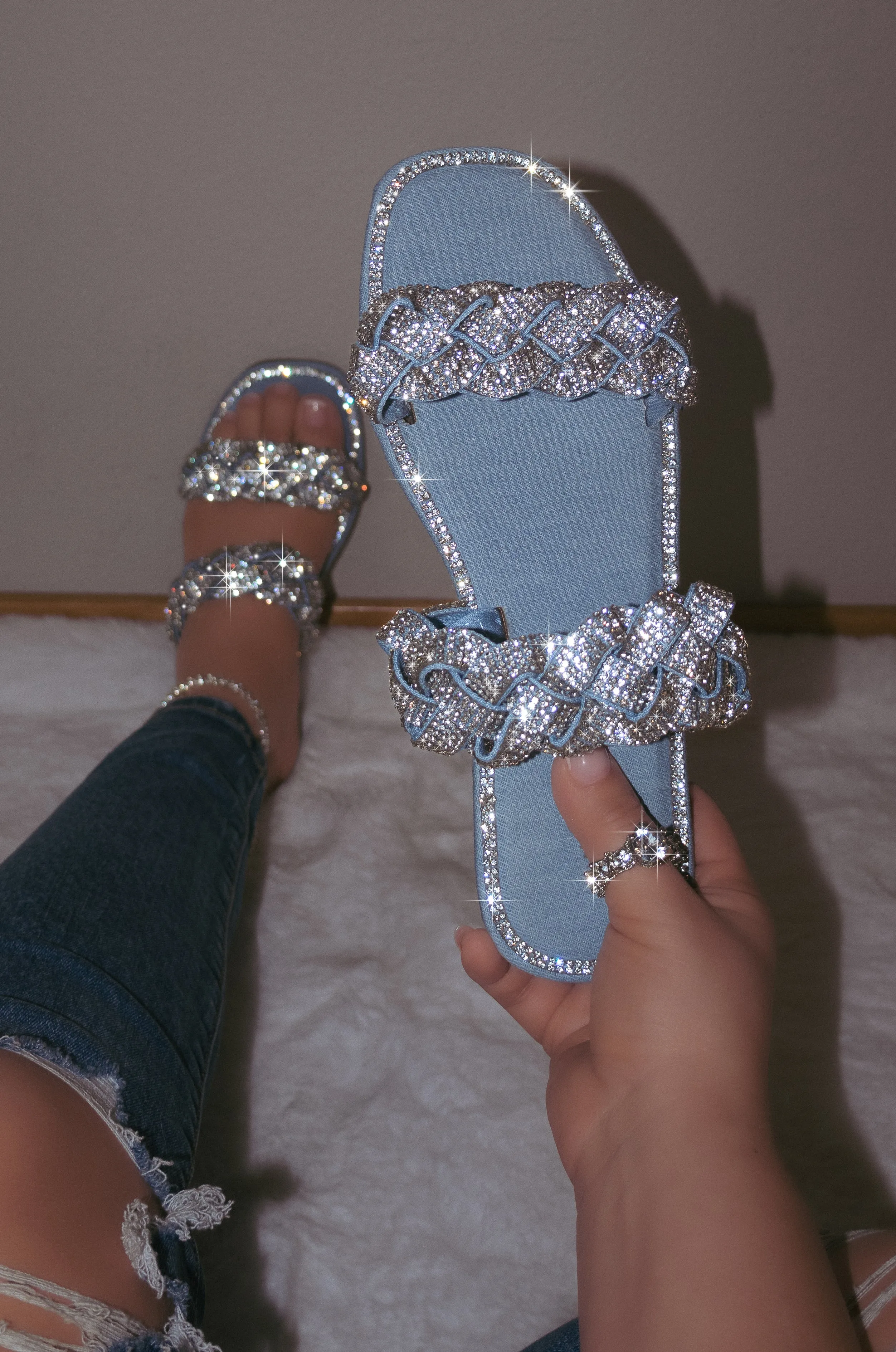 Maddy - Double Embellished Braided Strap Sandals, Easy Slip-On Design, Chic Summer Footwear, Lightweight & Comfortable, Perfect for Casual Outings