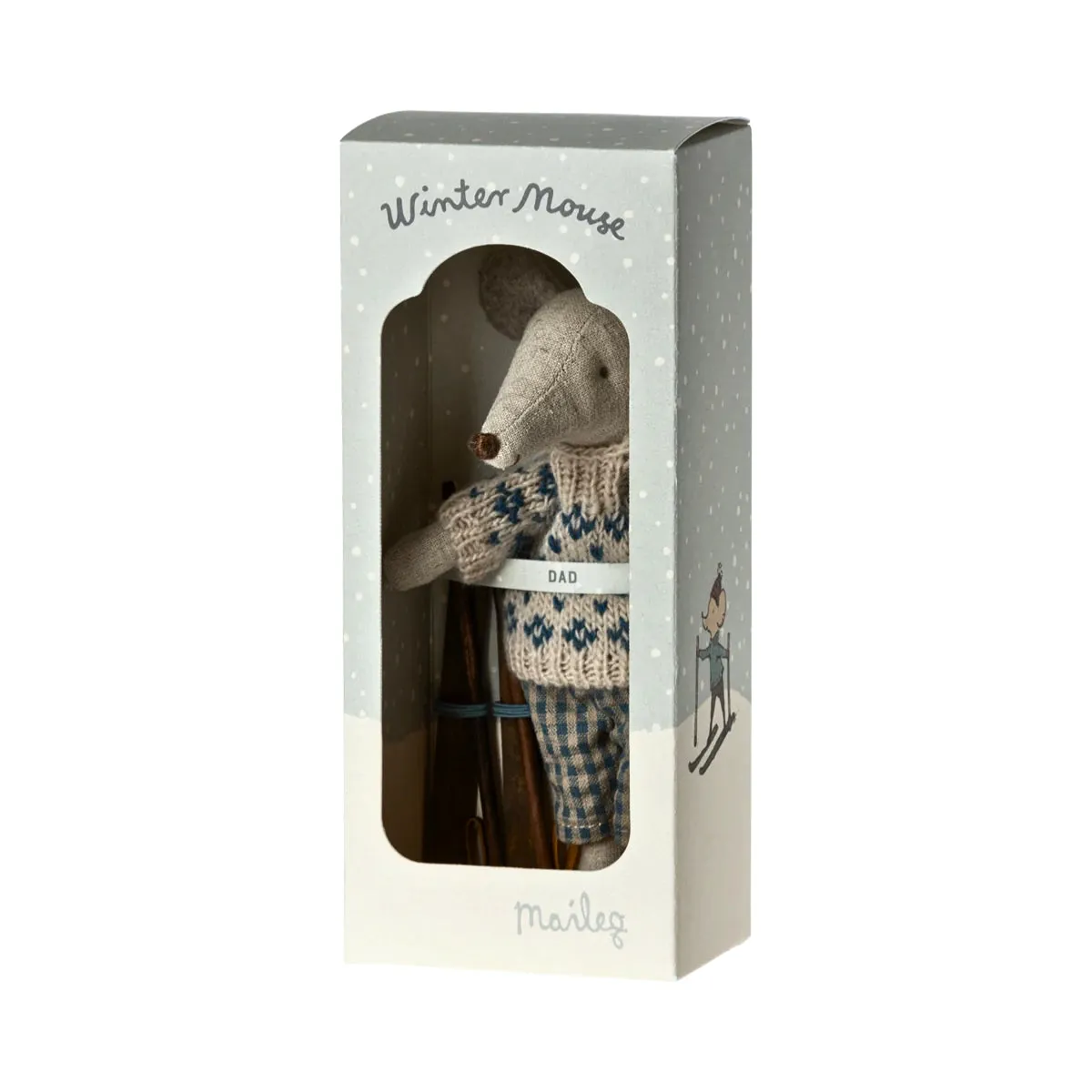 Maileg Winter Mouse with Skis - Dad (2023) - Retired Product, Limited Stock