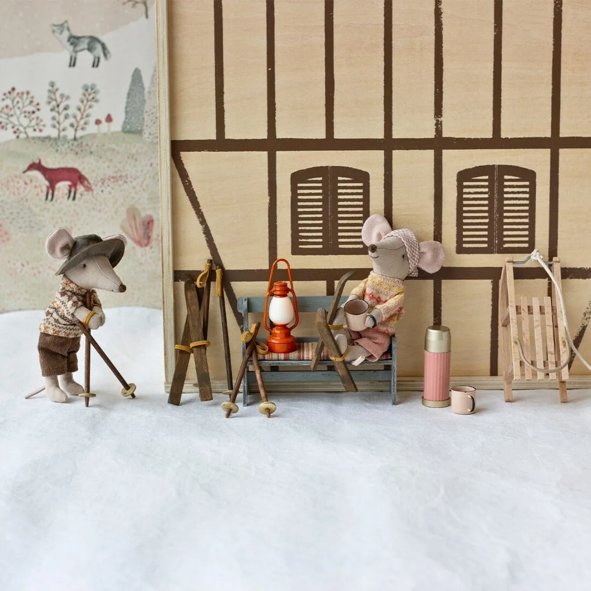 Maileg Winter Mouse with Skis - Dad (2023) - Retired Product, Limited Stock