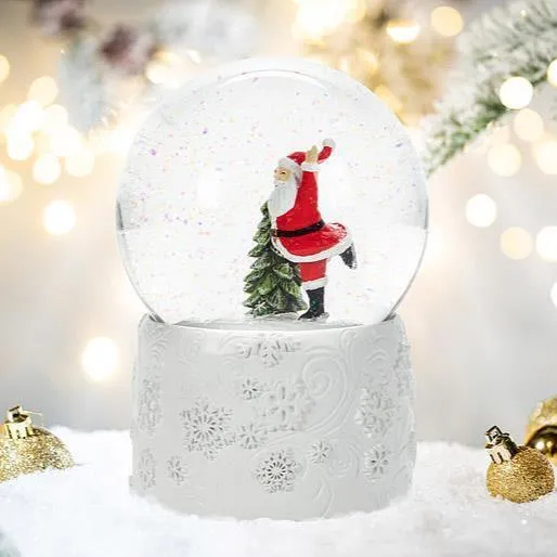 Medium Skating Santa Snow Globe with Music