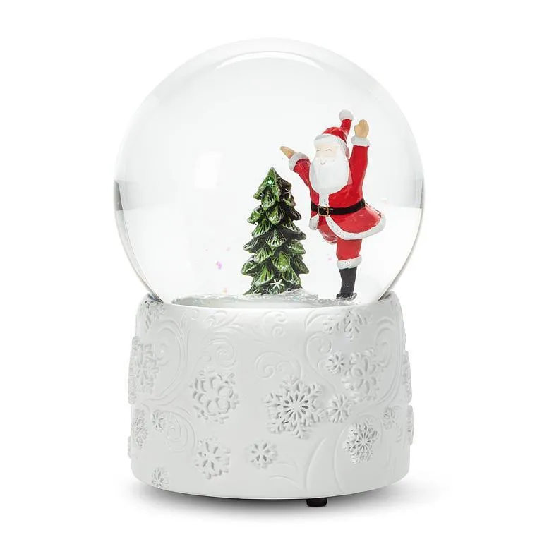 Medium Skating Santa Snow Globe with Music