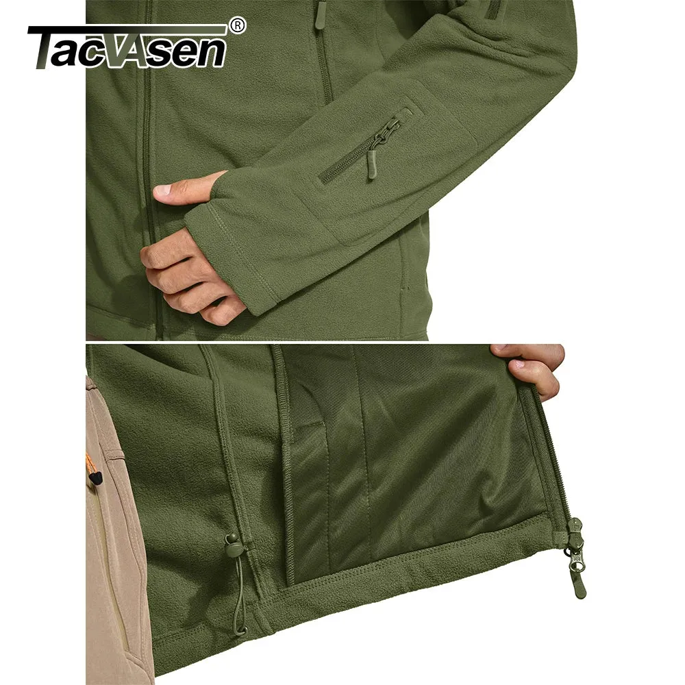 Men’s Hooded Thermal Fleece Jacket – Windproof Full-Zip Outdoor Coat with Multi-Pocket Design for Hiking, Camping & Work