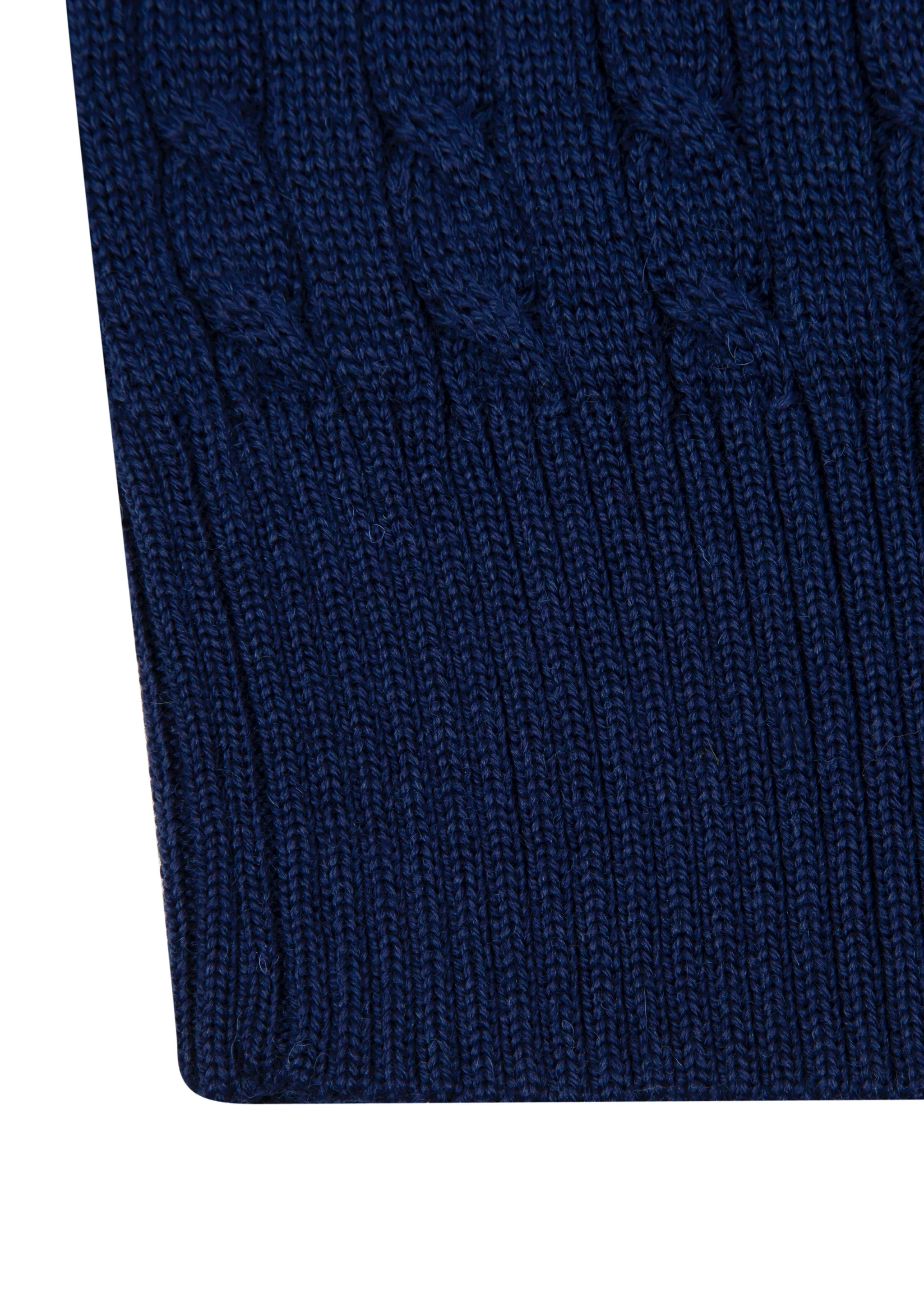 Men's Ink Blue Mildura Wool Cable Knit Crew Neck Jumper