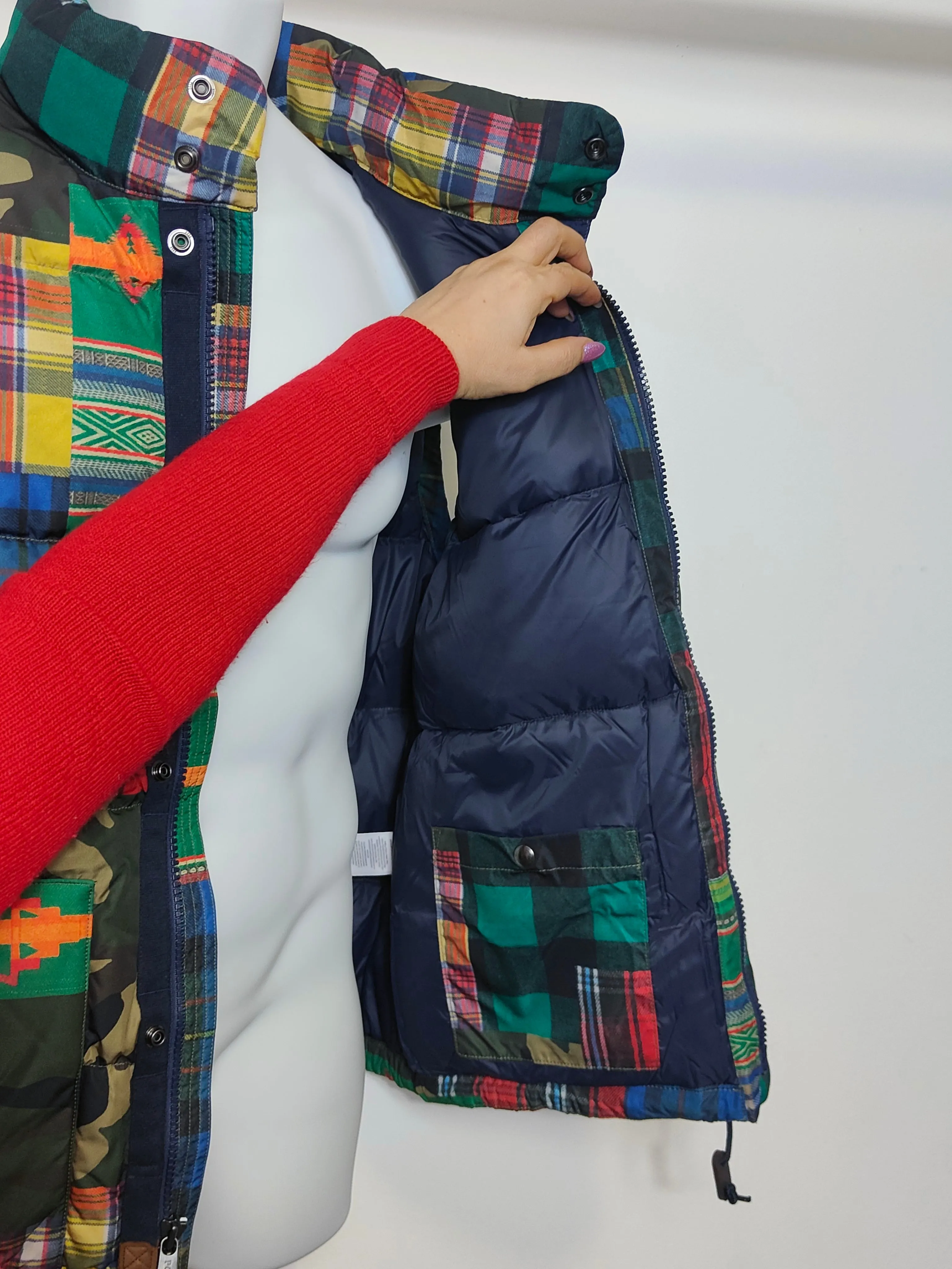 Men's Patchwork Down Puffer Gilet in Multi L