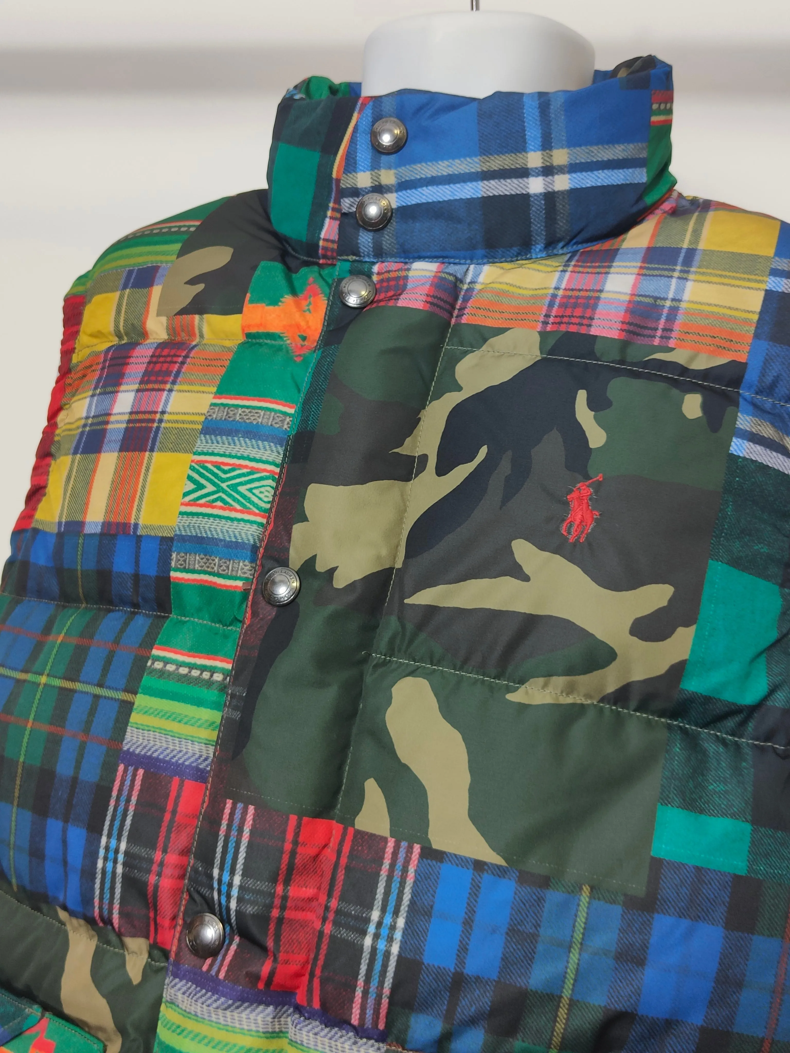 Men's Patchwork Down Puffer Gilet in Multi L