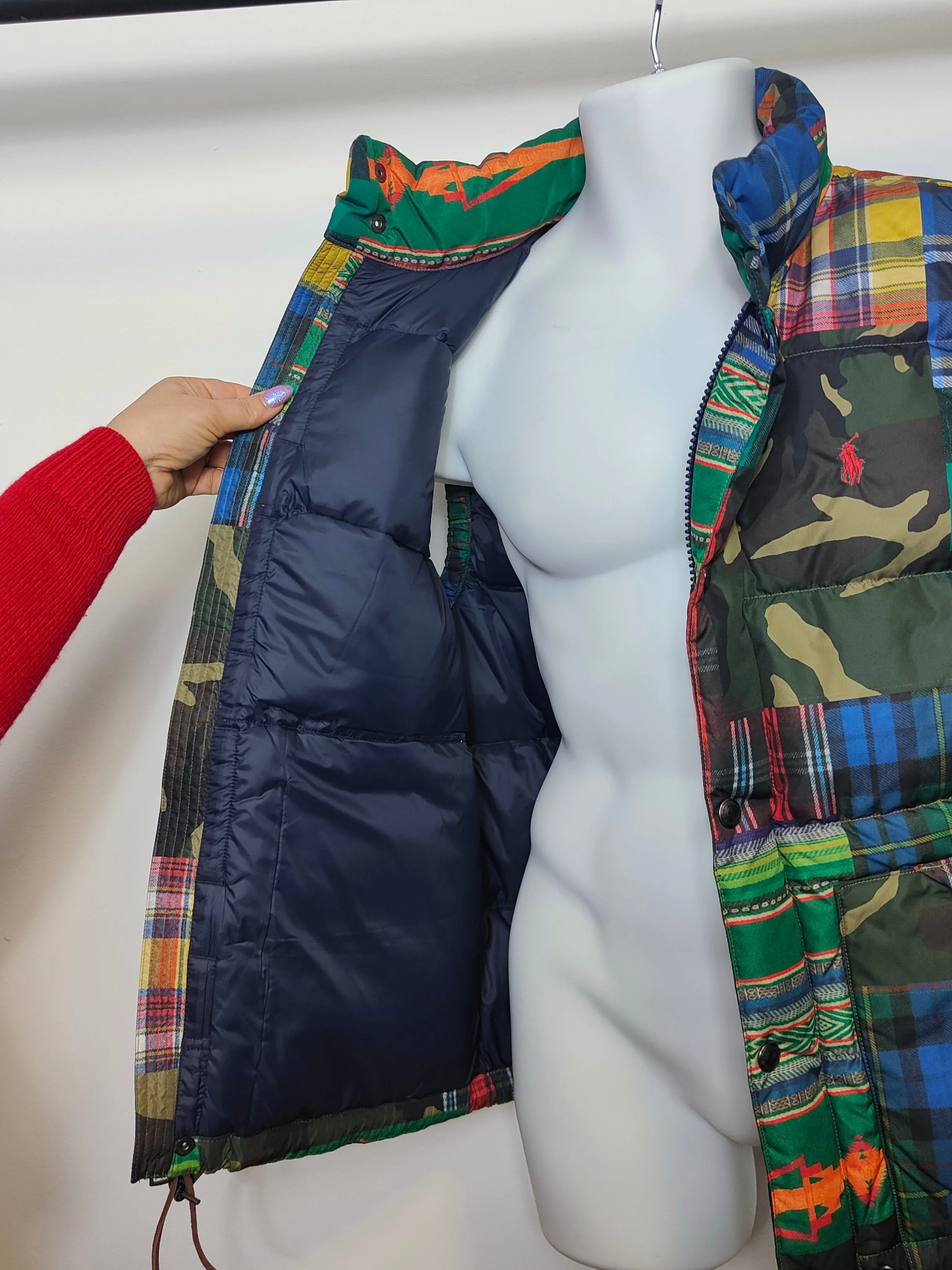 Men's Patchwork Down Puffer Gilet in Multi L