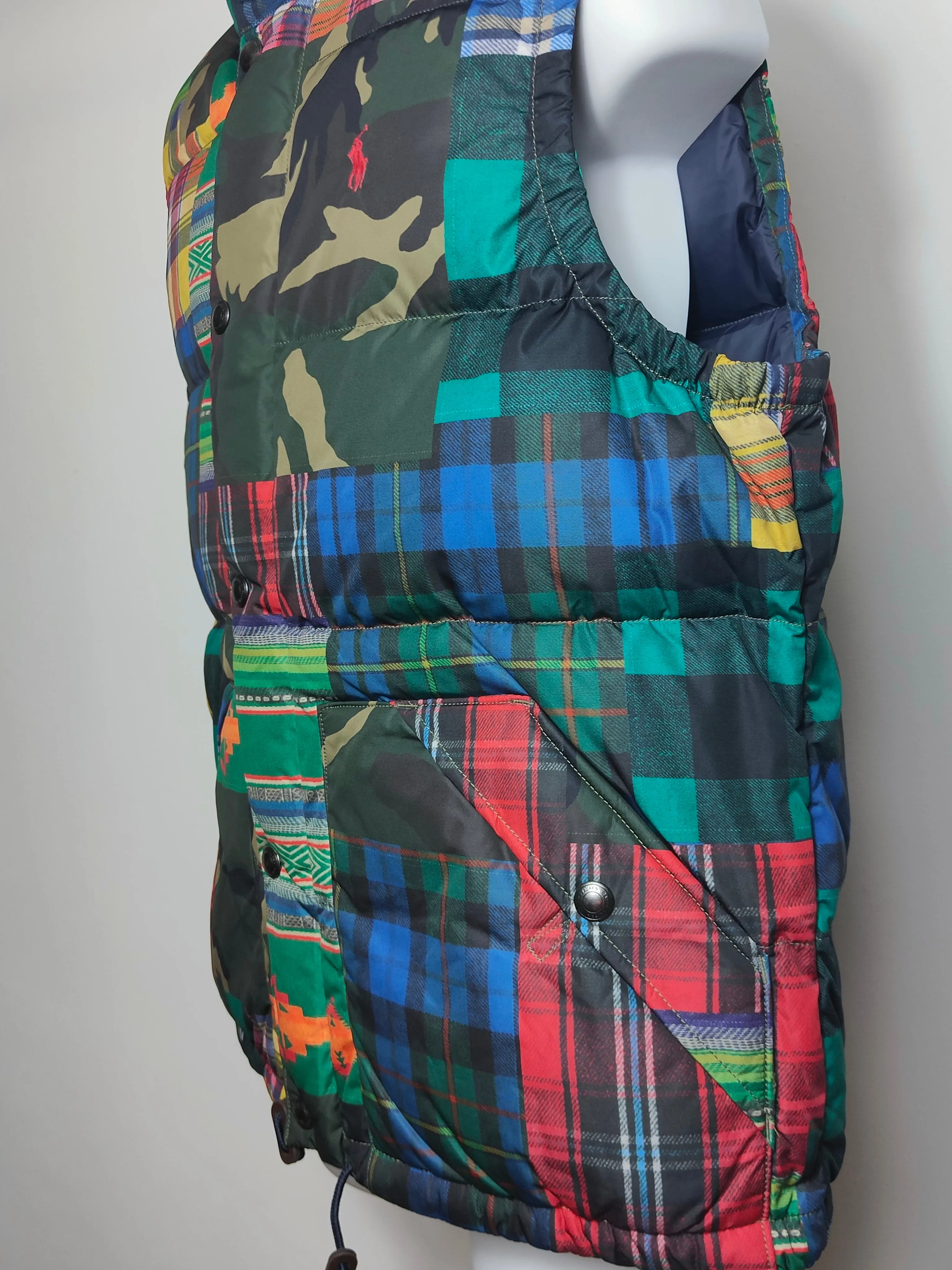 Men's Patchwork Down Puffer Gilet in Multi L
