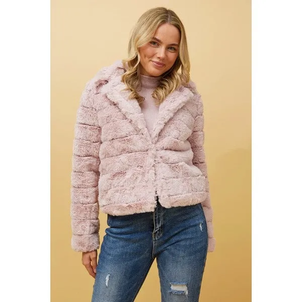 MOSCOW FAUX FUR CROP JACKET