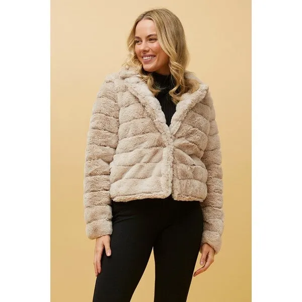 MOSCOW FAUX FUR CROP JACKET