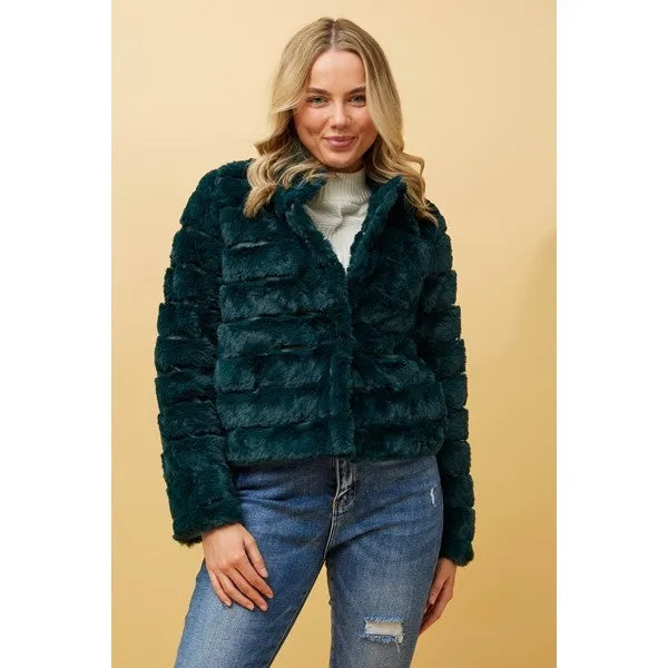 MOSCOW FAUX FUR CROP JACKET