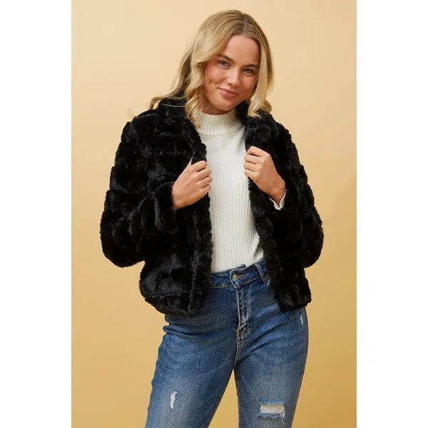 MOSCOW FAUX FUR CROP JACKET