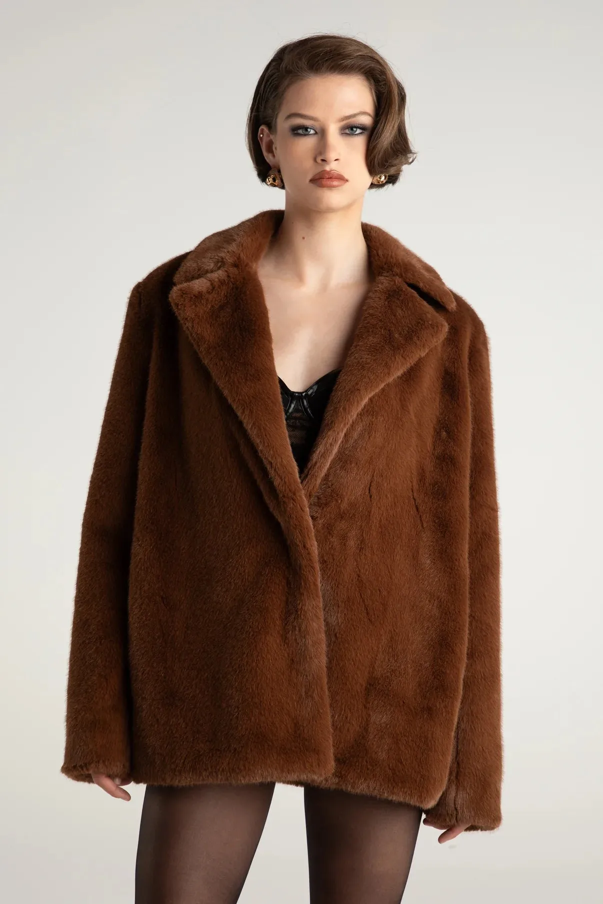 Nana Jacqueline Phoebe Fur Jacket in Brown