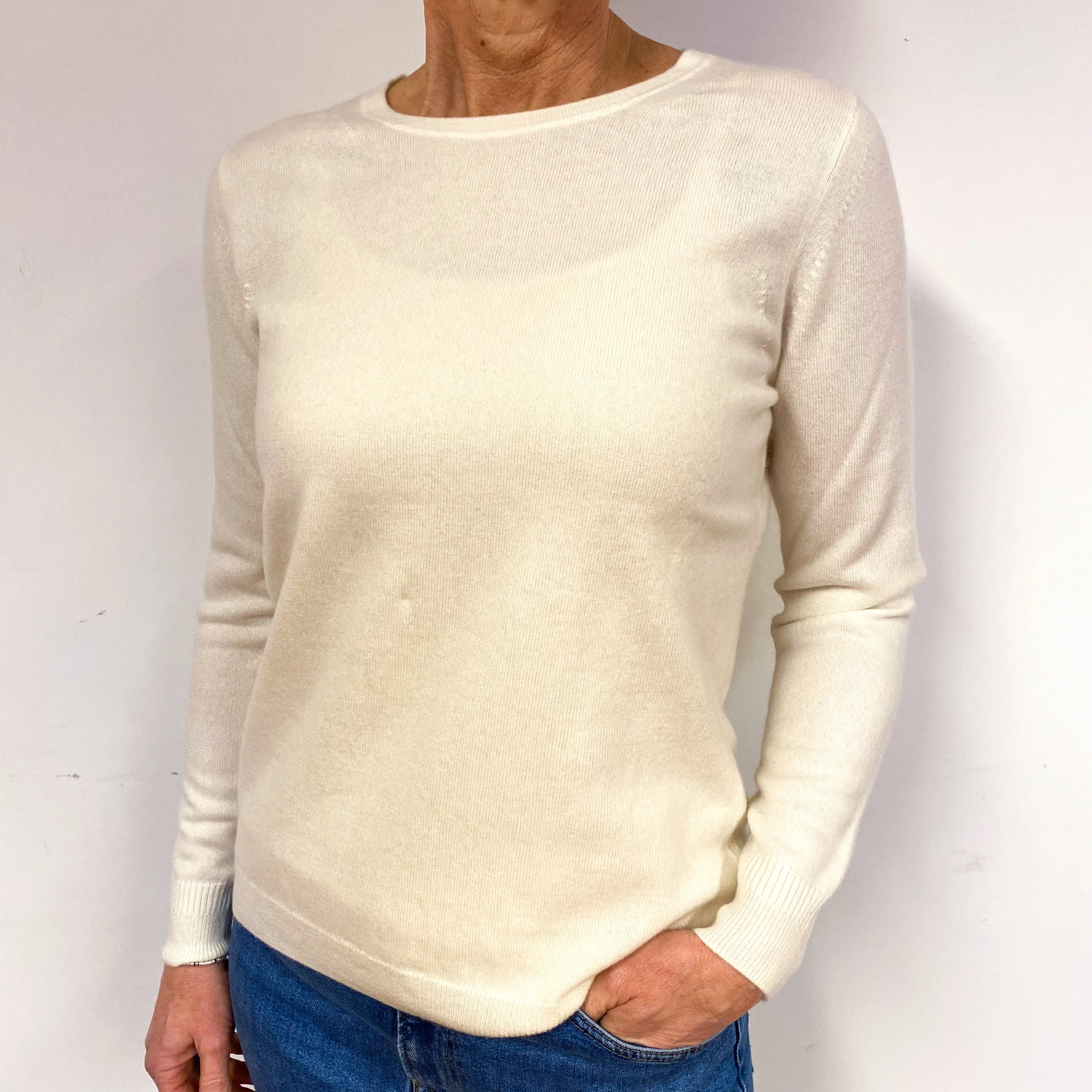 New Cream Cashmere Crew Neck Jumper Medium