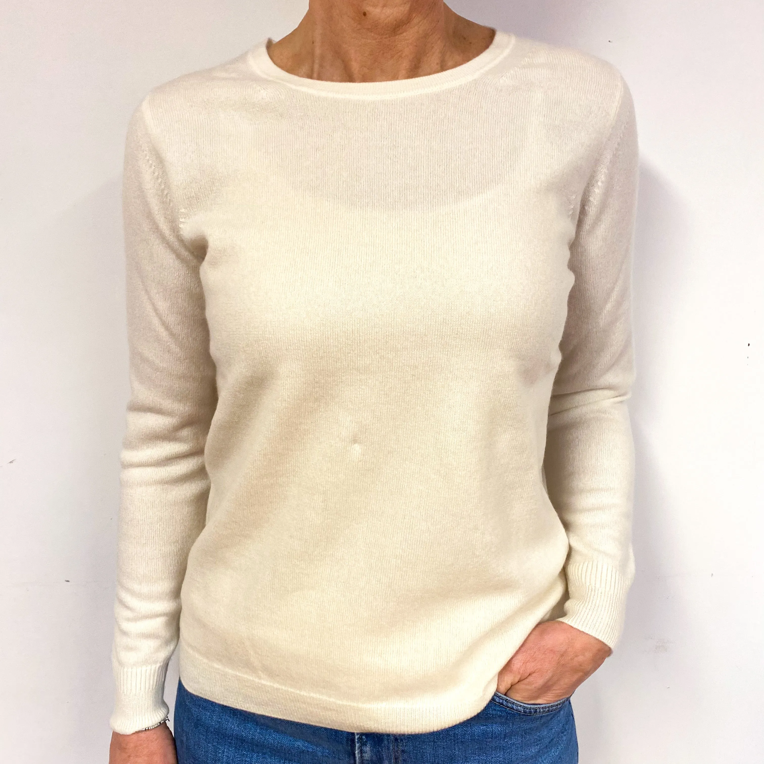 New Cream Cashmere Crew Neck Jumper Medium
