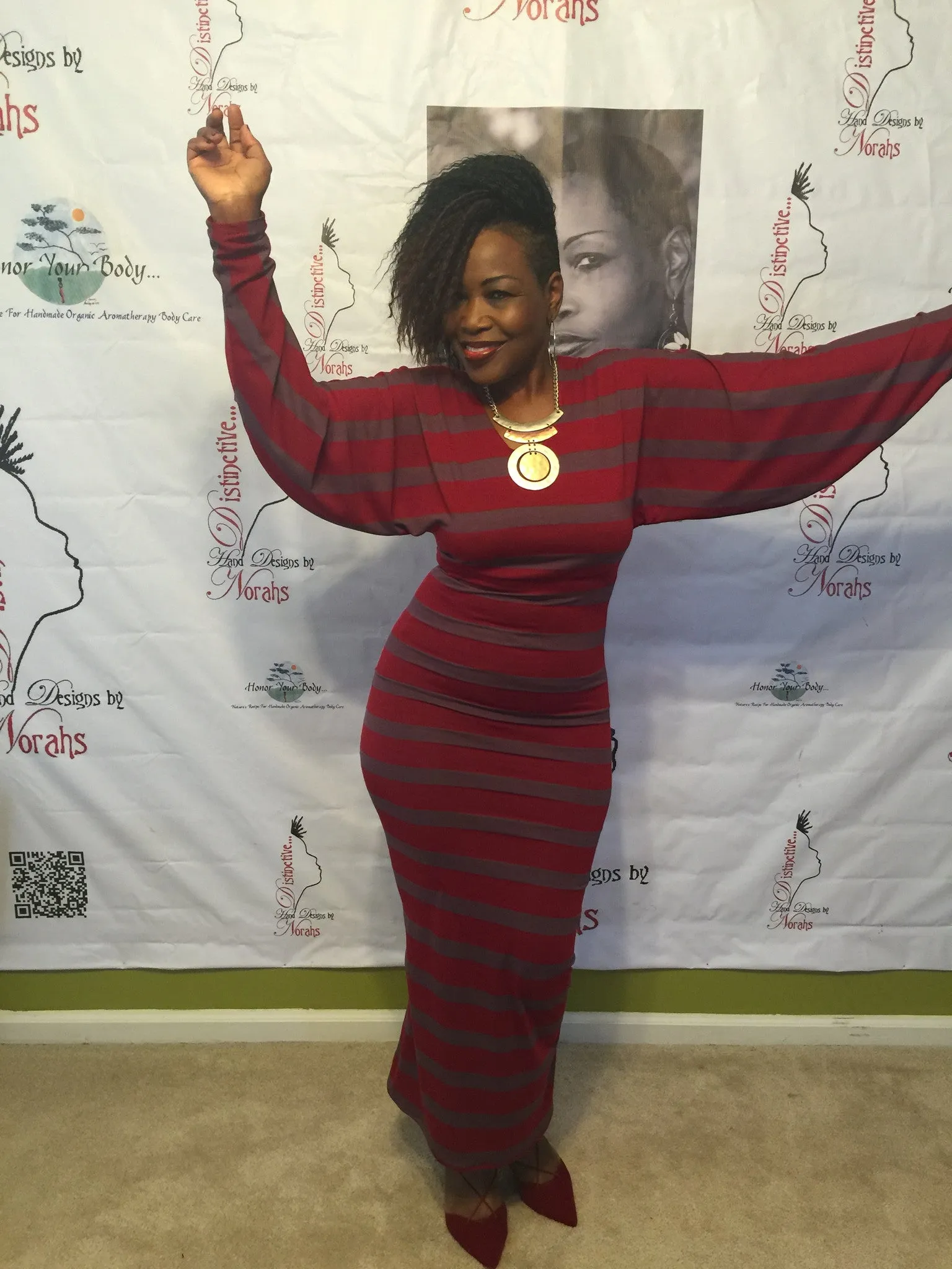 NK Brugundy Stripe Dress w/ Vest