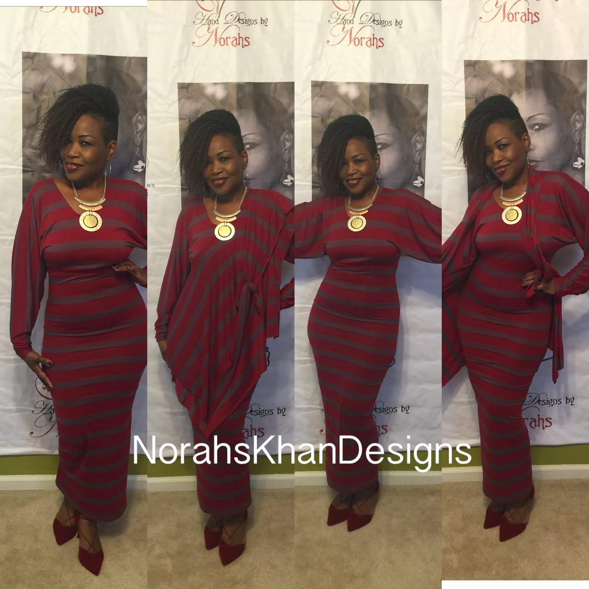 NK Brugundy Stripe Dress w/ Vest