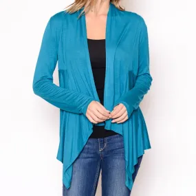 Open Draped Cardigan in Teal