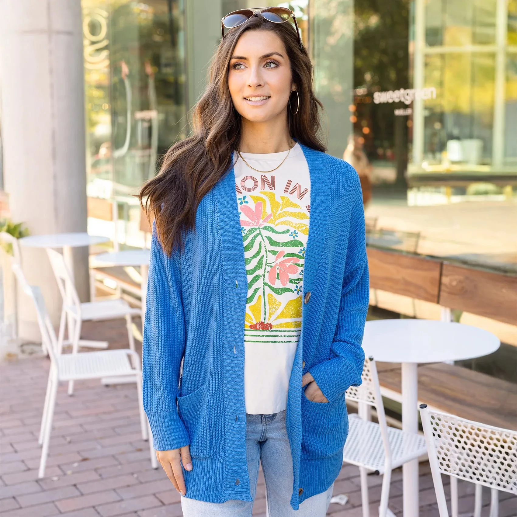 Oversized Comfy Knit Blue Cardigan