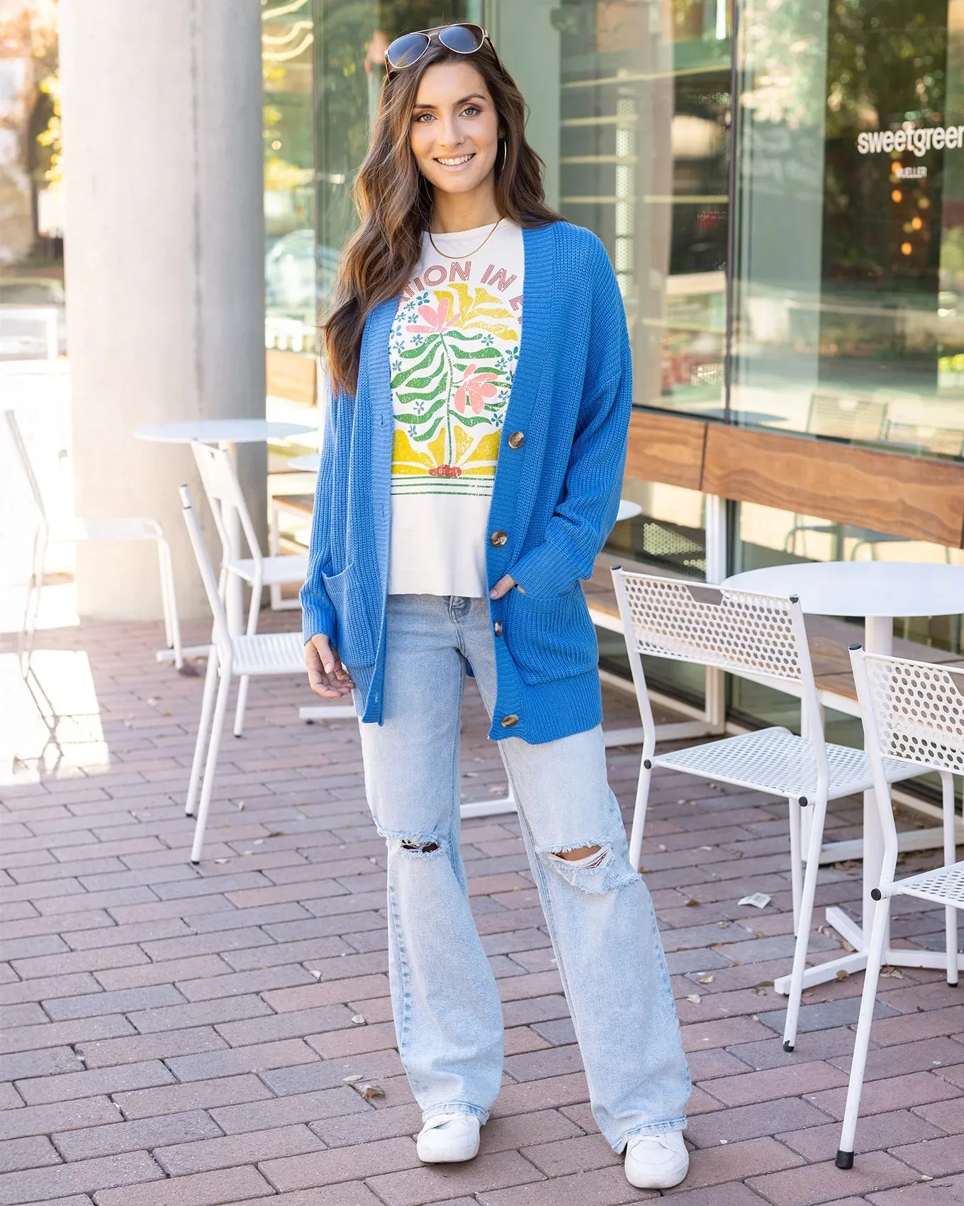 Oversized Comfy Knit Blue Cardigan