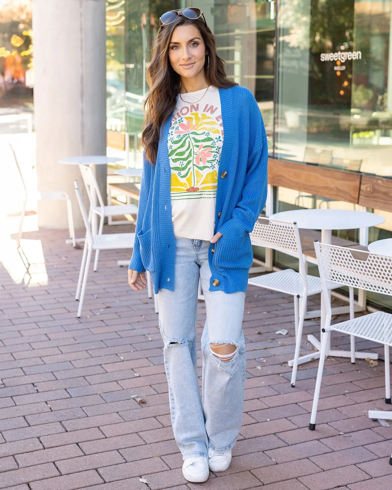 Oversized Comfy Knit Blue Cardigan