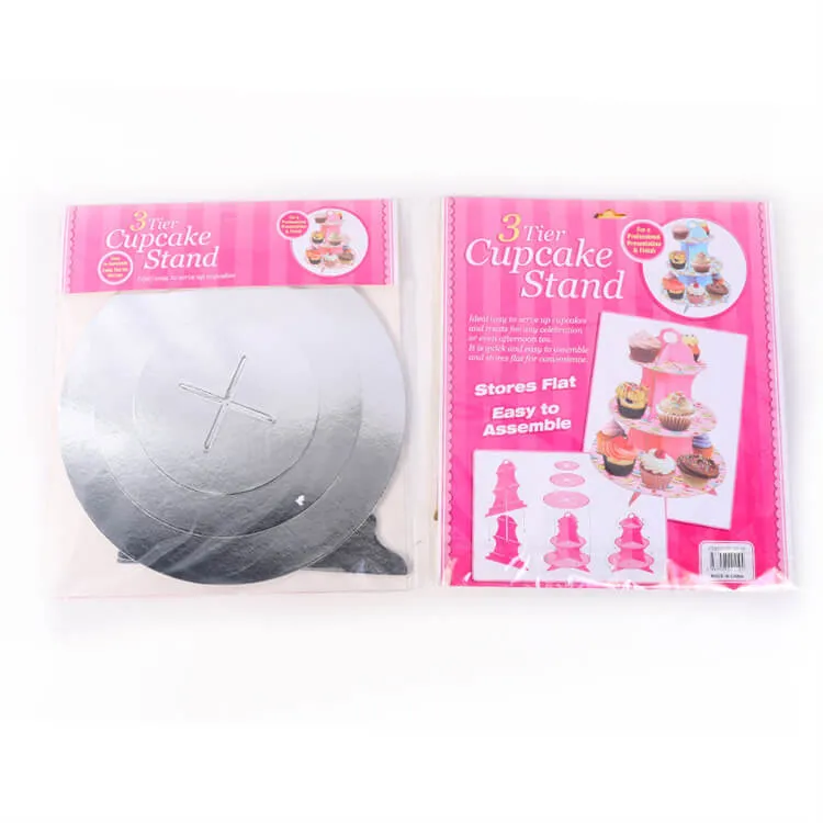 Paper Cake Stand | Silver | Three-Layer