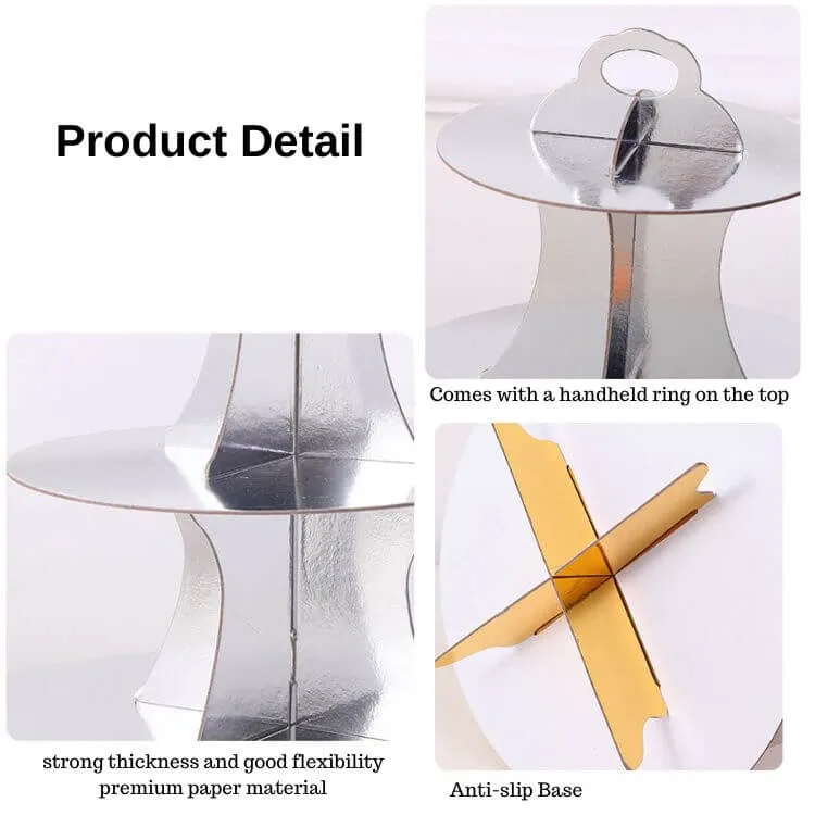Paper Cake Stand | Silver | Three-Layer