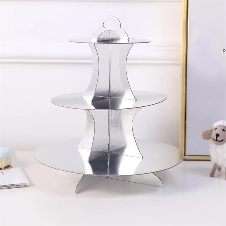 Paper Cake Stand | Silver | Three-Layer