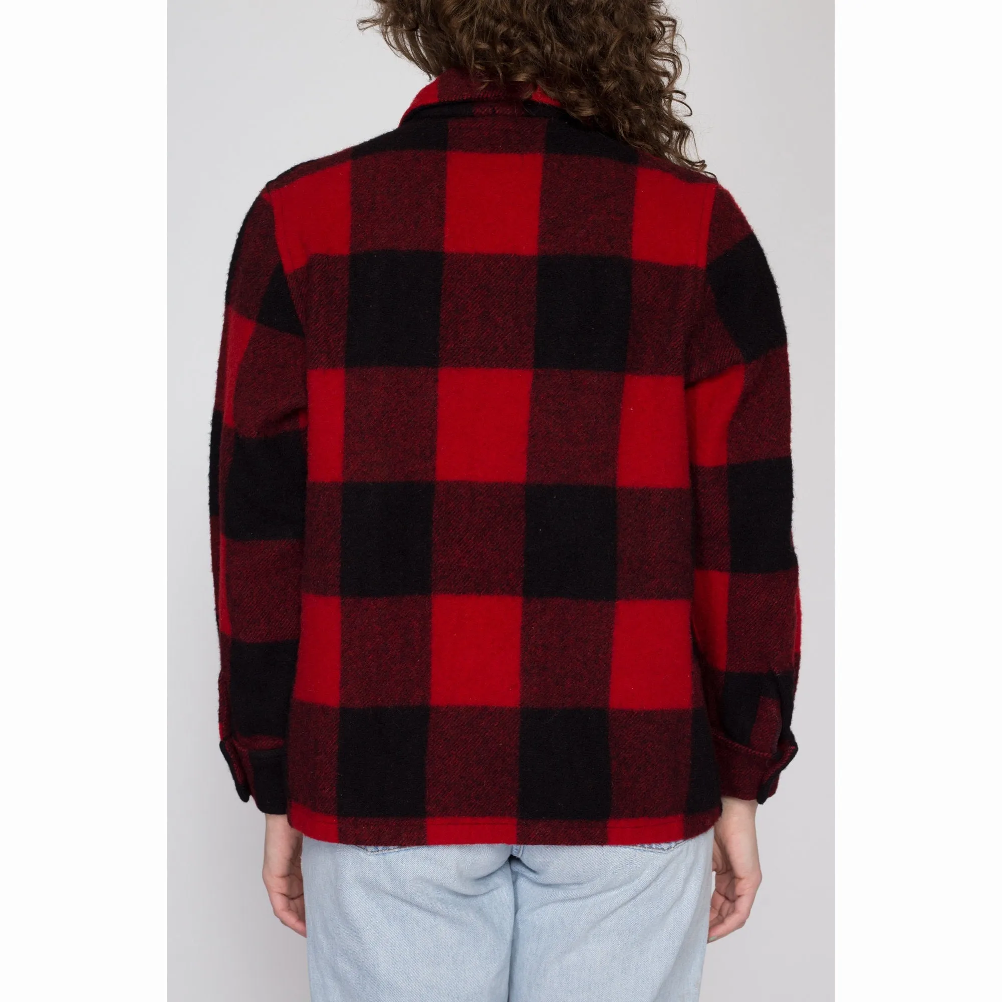 Petite Medium 60s 70s Buffalo Plaid Wool Jacket
