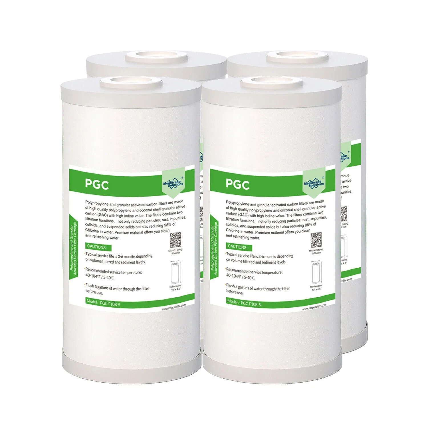 PGC Polypropylene & Acticated Carbon Filter cartridges for Big Blue 10" x 4.5"