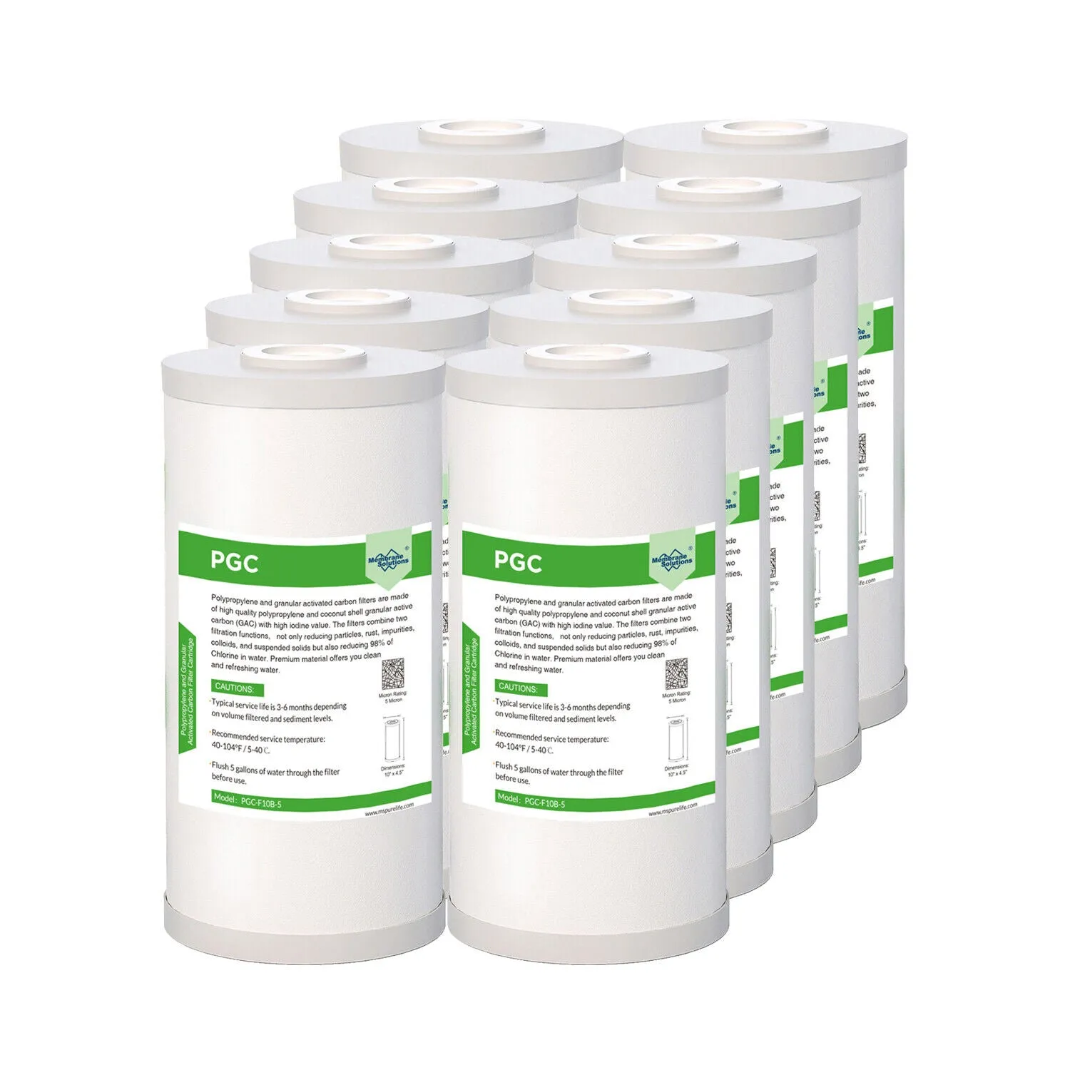 PGC Polypropylene & Acticated Carbon Filter cartridges for Big Blue 10" x 4.5"