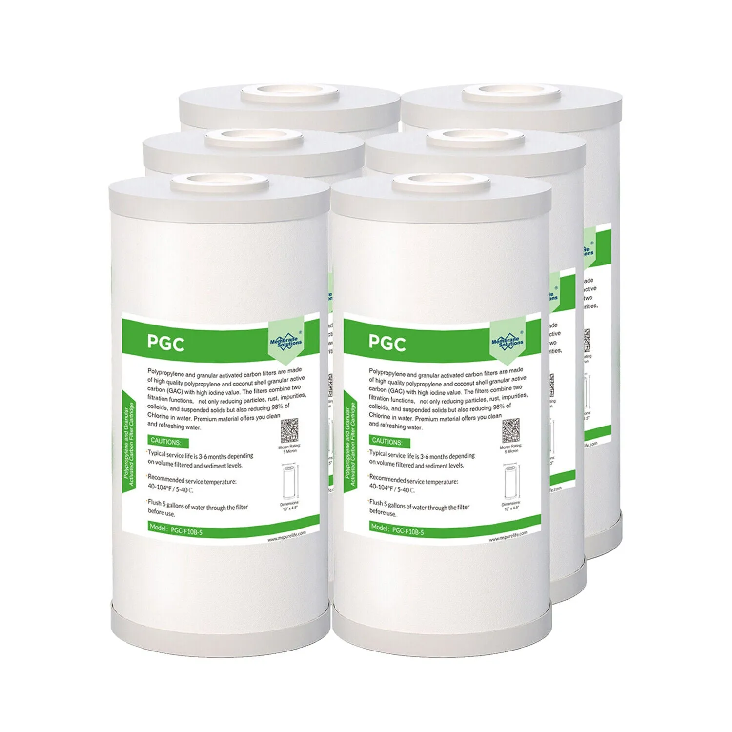 PGC Polypropylene & Acticated Carbon Filter cartridges for Big Blue 10" x 4.5"
