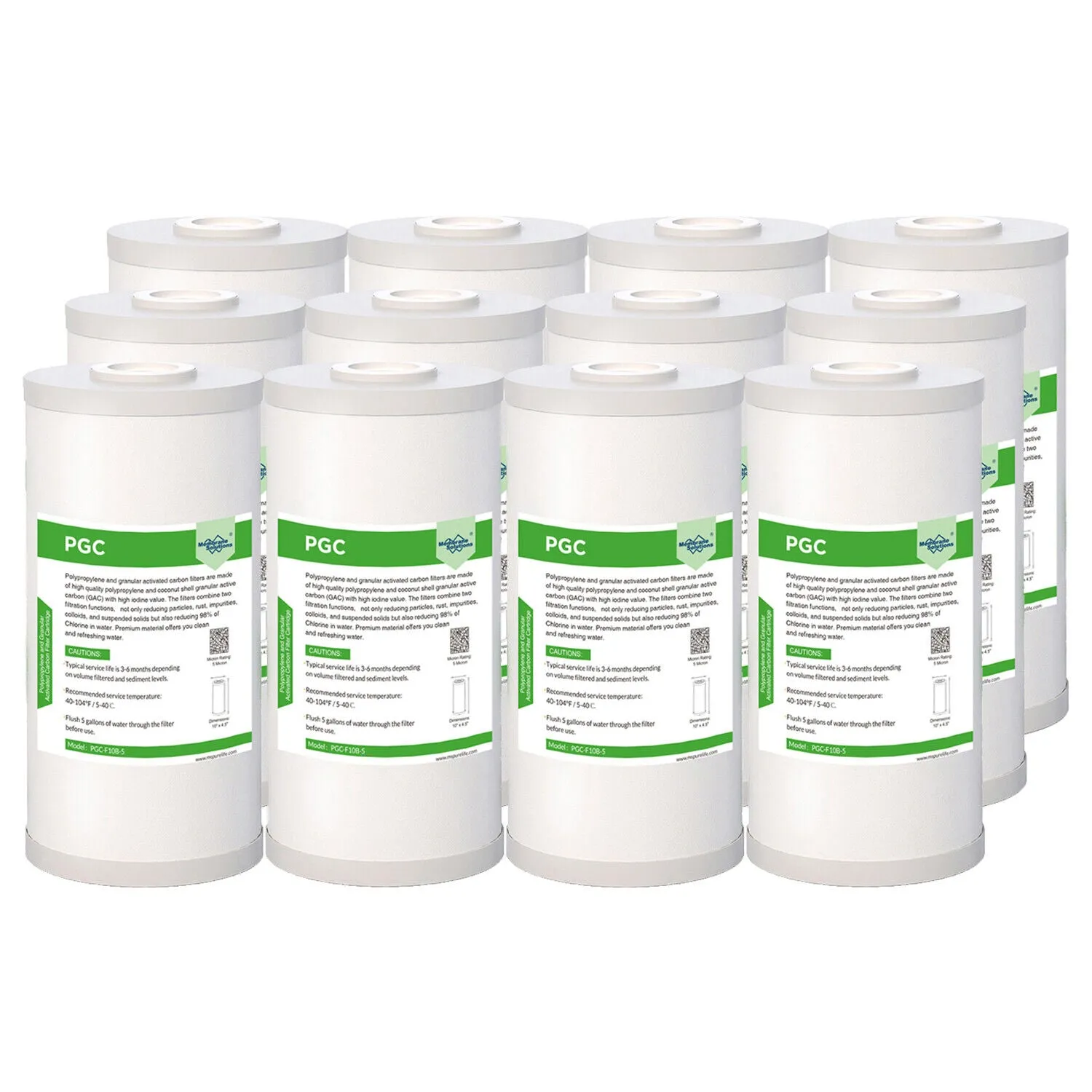 PGC Polypropylene & Acticated Carbon Filter cartridges for Big Blue 10" x 4.5"
