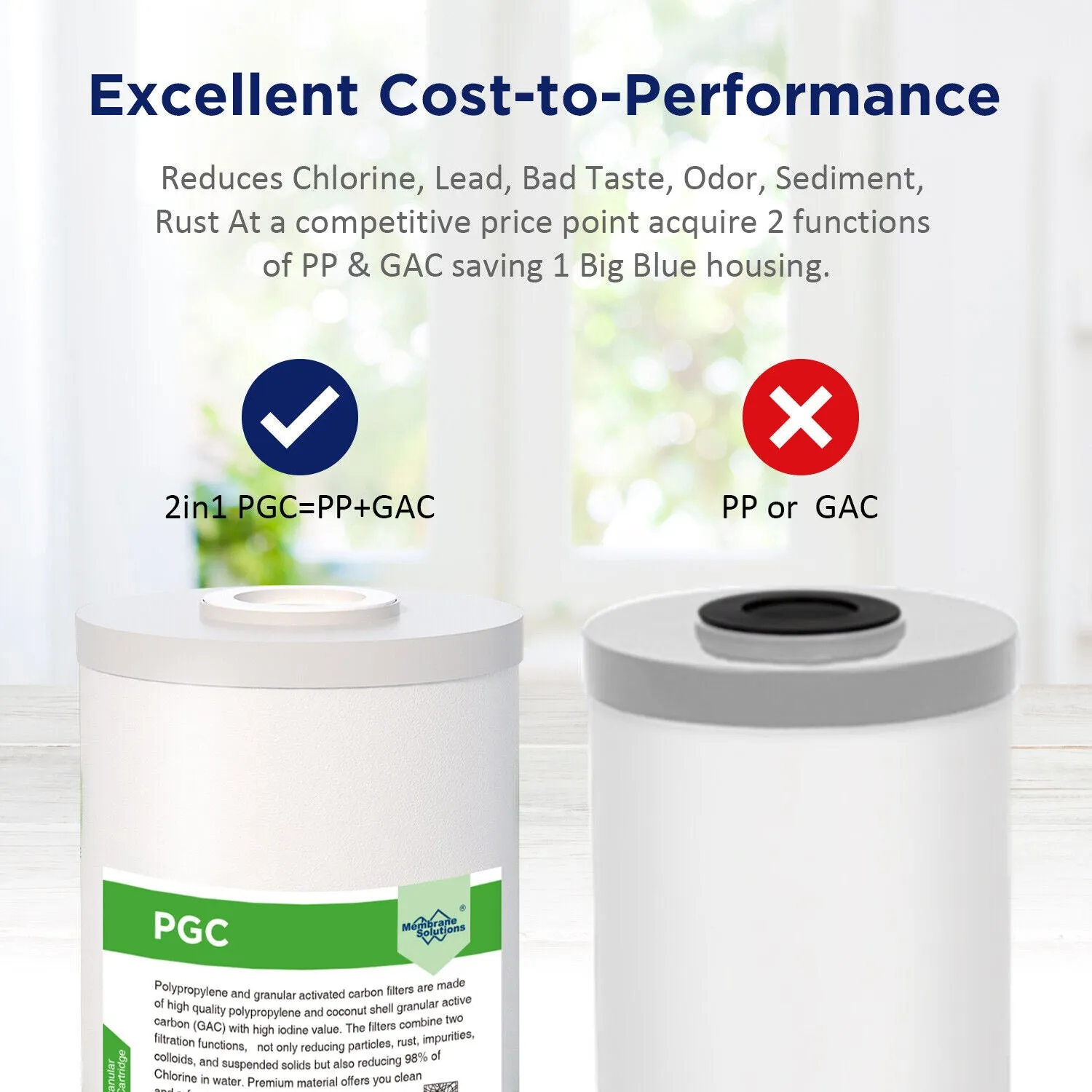 PGC Polypropylene & Acticated Carbon Filter cartridges for Big Blue 10" x 4.5"