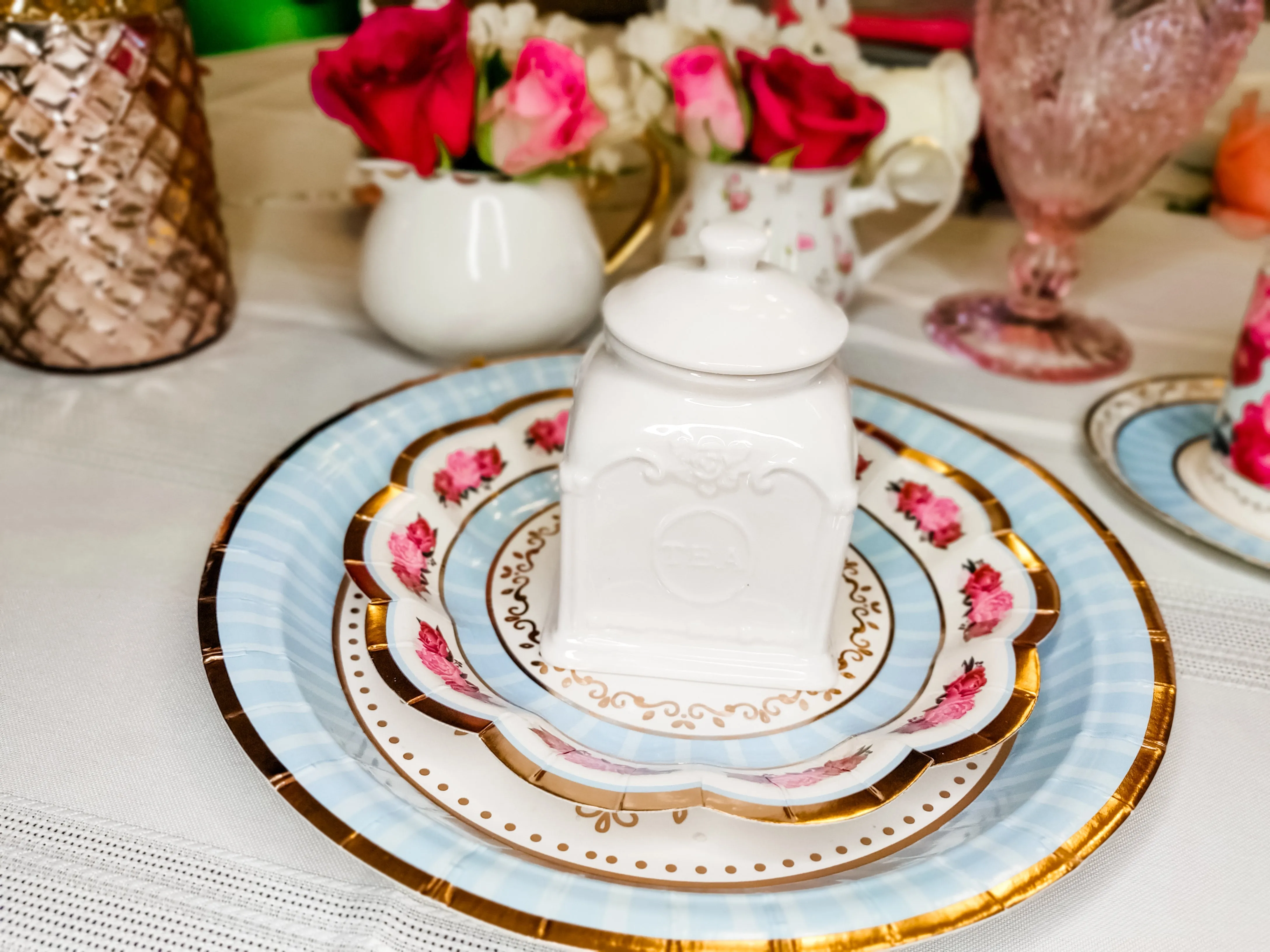 PORCELAIN VICTORIAN TEA CADDY CANISTER
