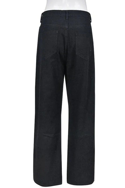 PZ470 Rhinestones Fringes Long Jeans