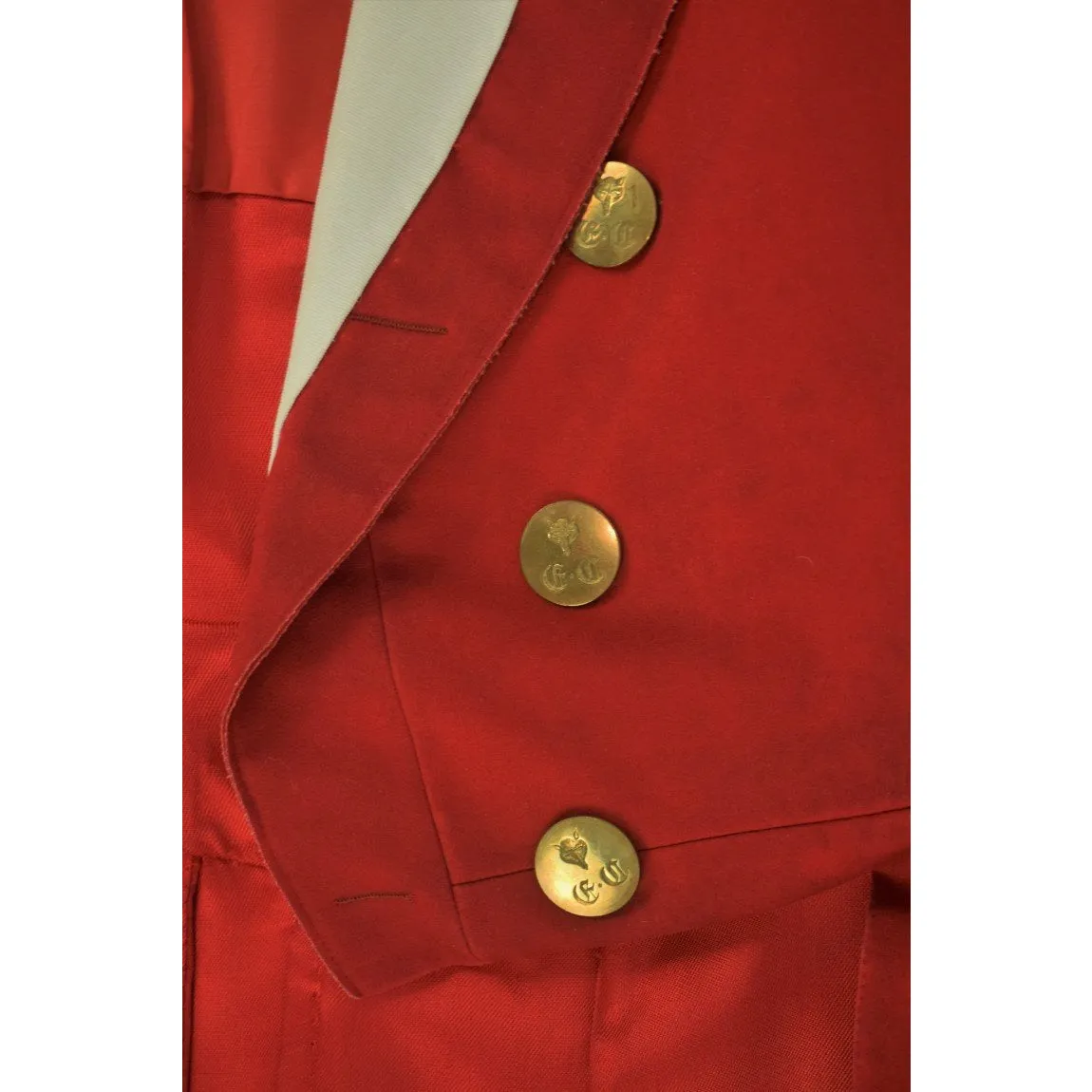 "English 'Hunt Ball' Dress Coat c1930s w/ (12) Hunt Club Fox Mask Pitt & Co Buttons" (DEADSTOCK)