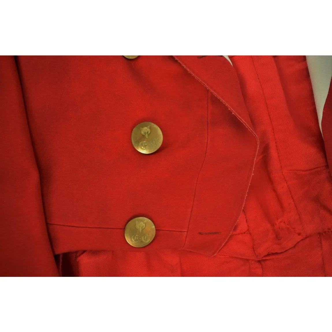 "English 'Hunt Ball' Dress Coat c1930s w/ (12) Hunt Club Fox Mask Pitt & Co Buttons" (DEADSTOCK)
