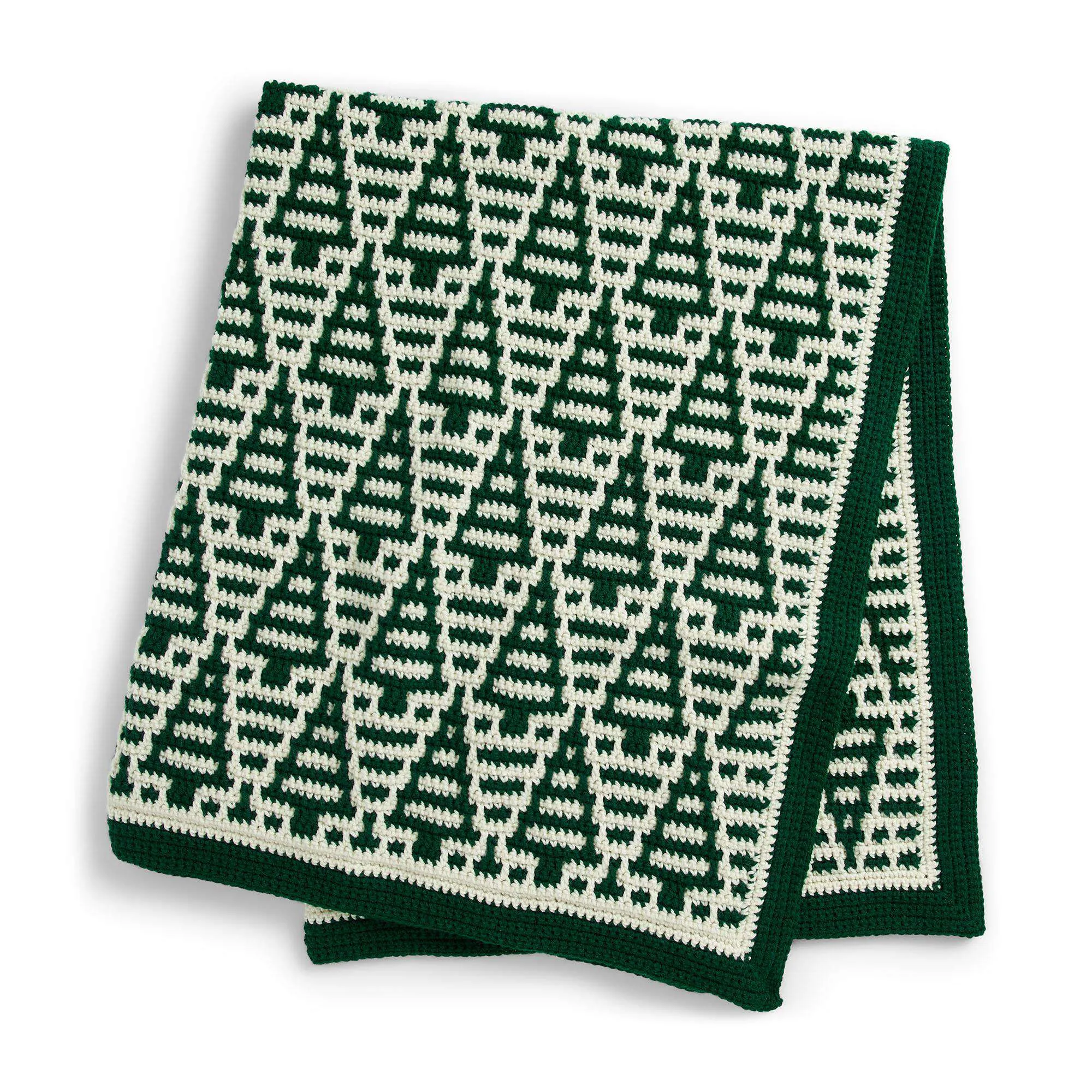 Red Heart Evergreen Mosaic Crochet Blanket