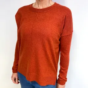 Rust Orange Cashmere Crew Neck Jumper Medium