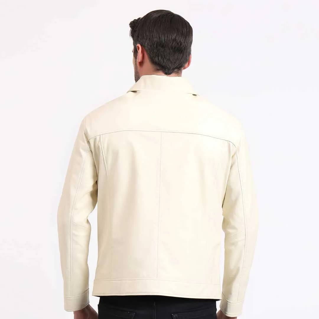 Saint Roy Off White Leather Men's Jackets