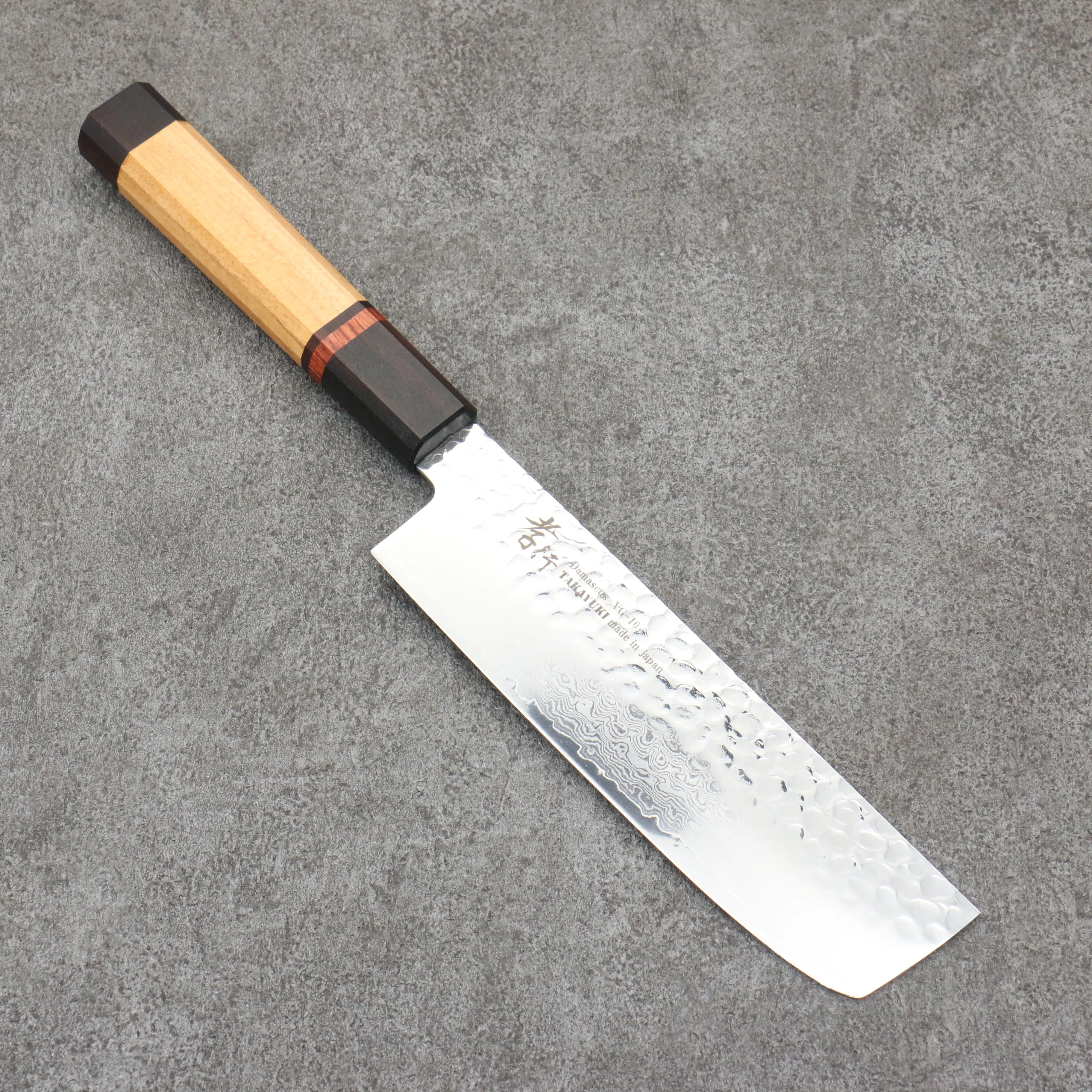 Sakai Takayuki VG10 33 Layer Damascus Nakiri 170mm Mountain cherry (12 sided) Handle