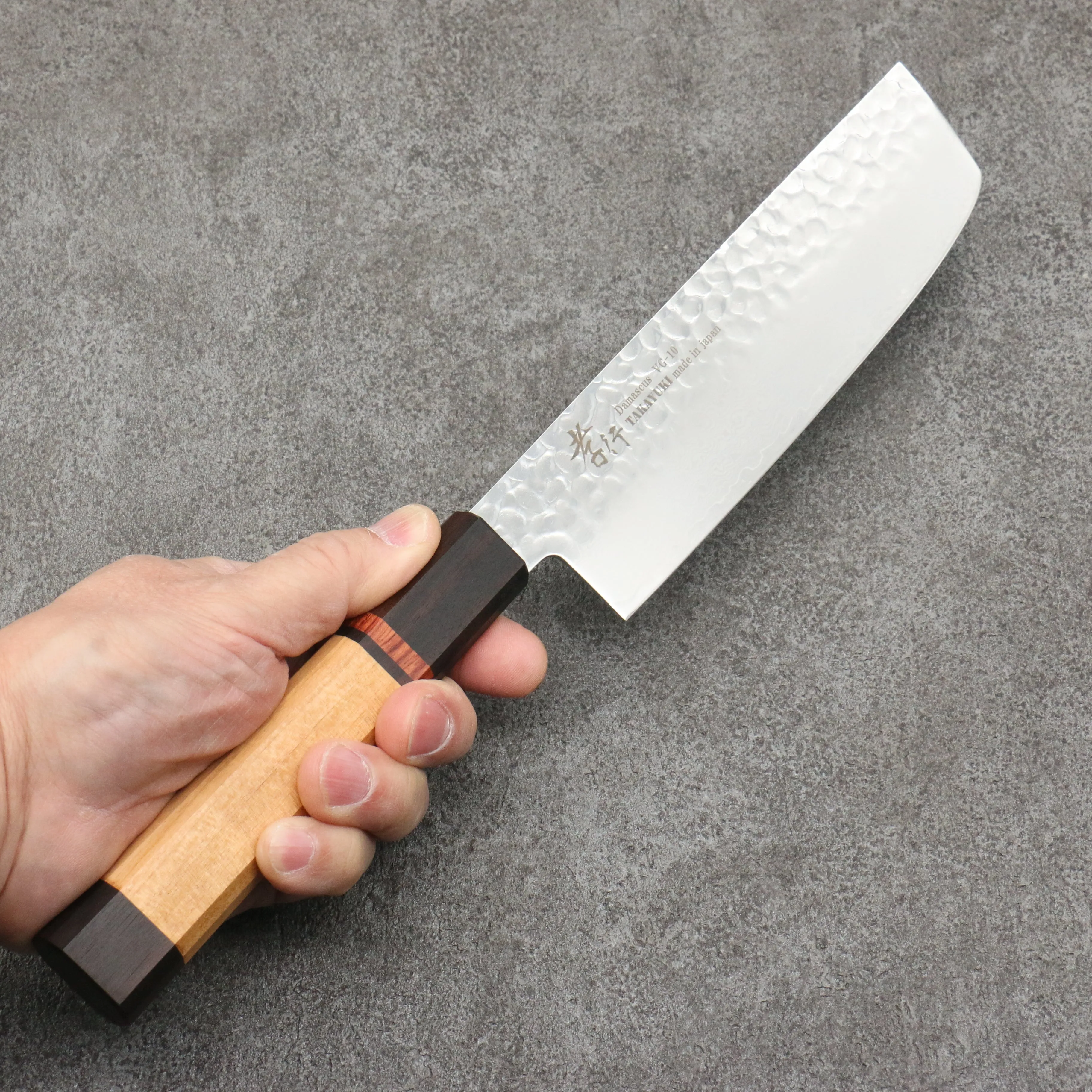 Sakai Takayuki VG10 33 Layer Damascus Nakiri 170mm Mountain cherry (12 sided) Handle
