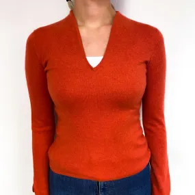 Sienna Orange Cashmere Notch Neck Jumper Small