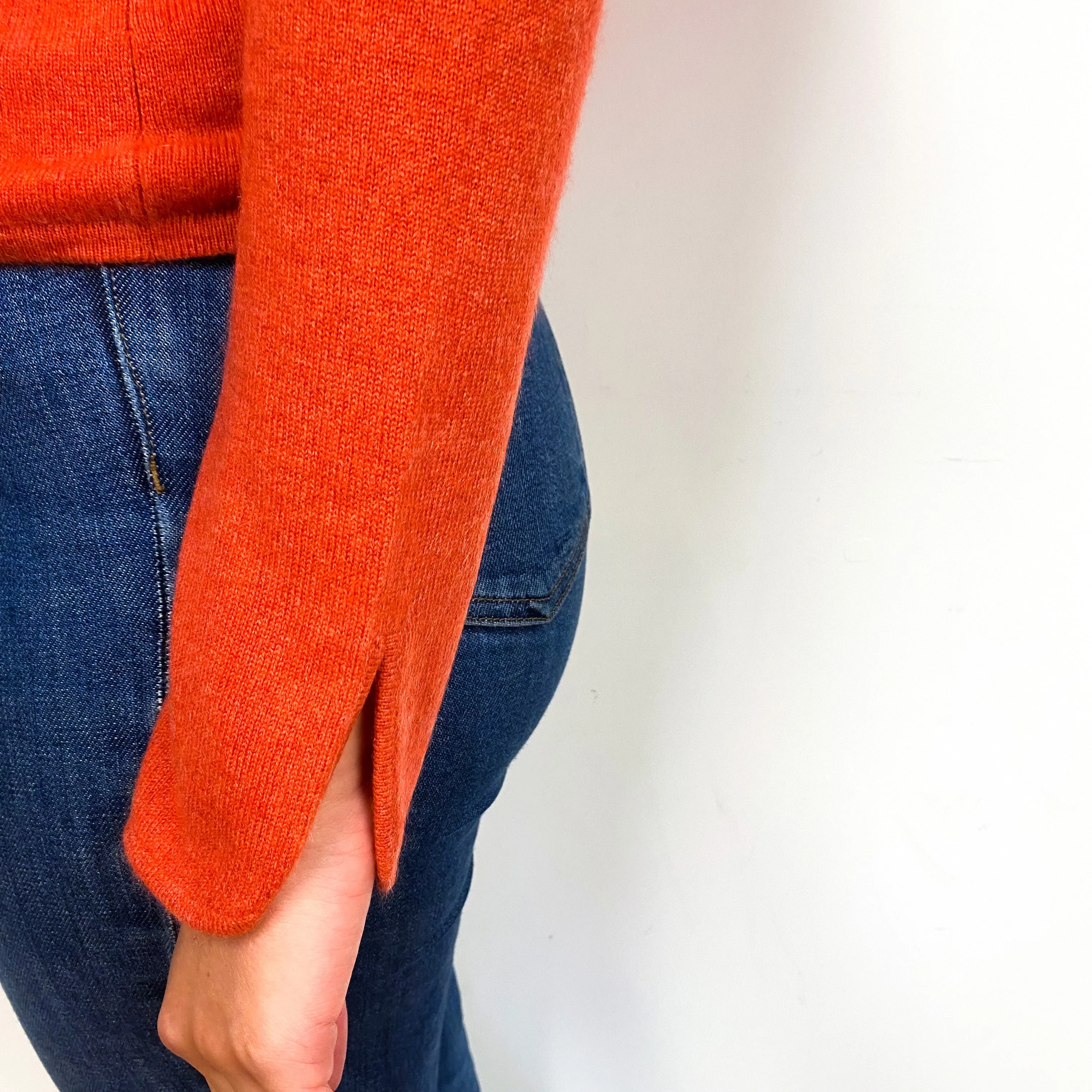 Sienna Orange Cashmere Notch Neck Jumper Small