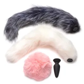 Silicone Anal Plug with 3 Interchangeable Tails