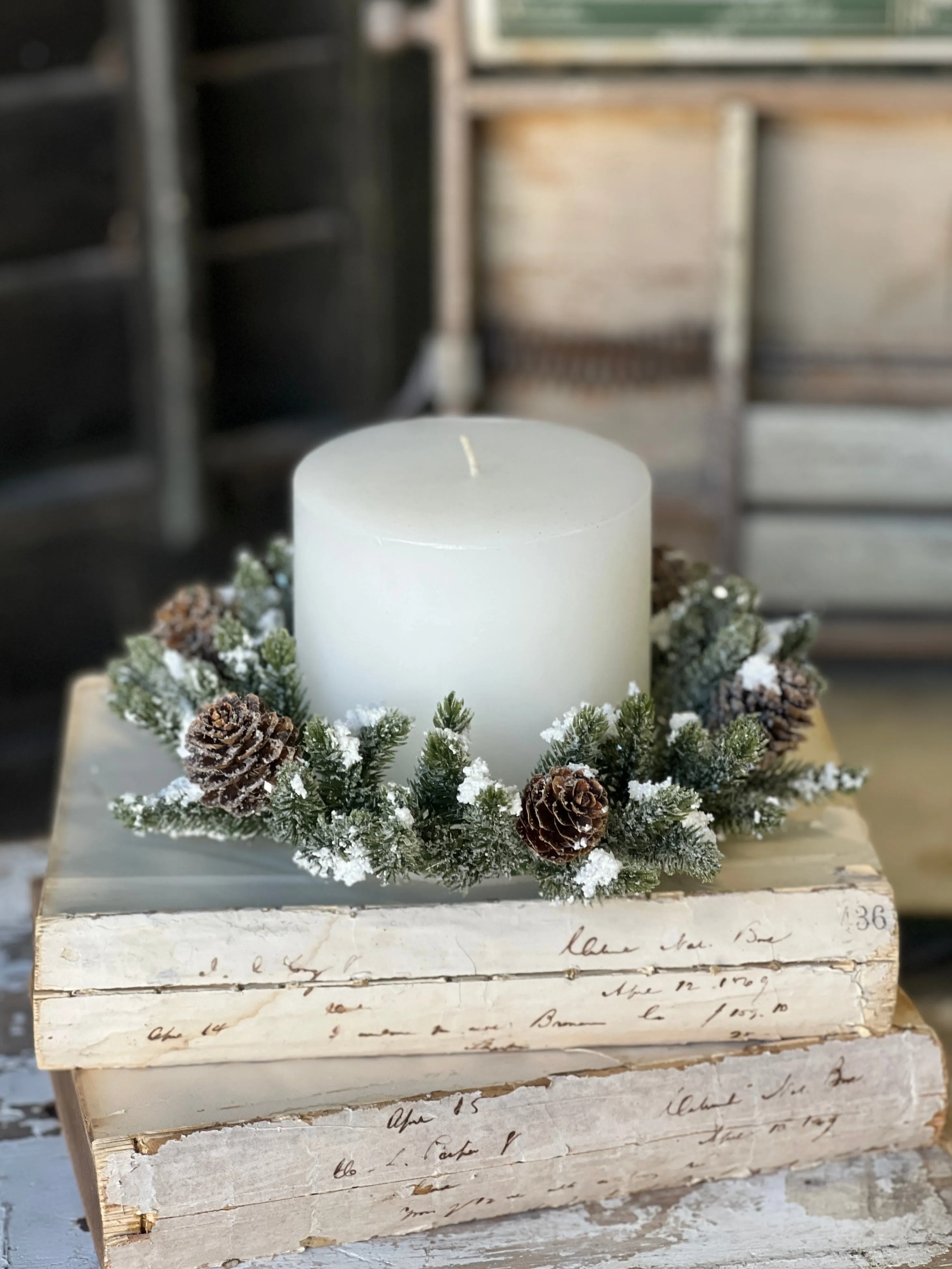 Snowy Mini Cone Candle Ring | 4" (inner) | SOLD OUT