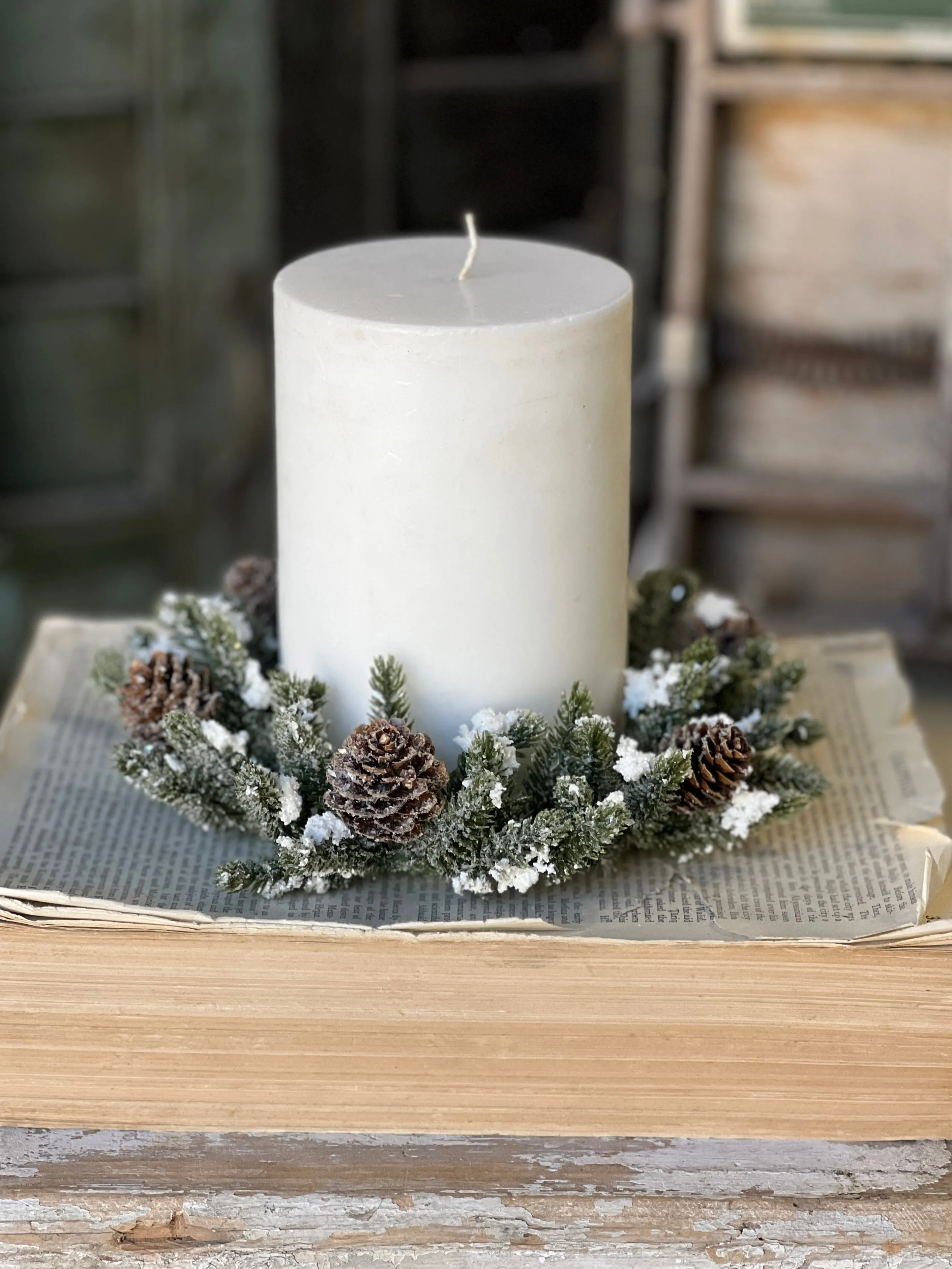 Snowy Mini Cone Candle Ring | 4" (inner) | SOLD OUT